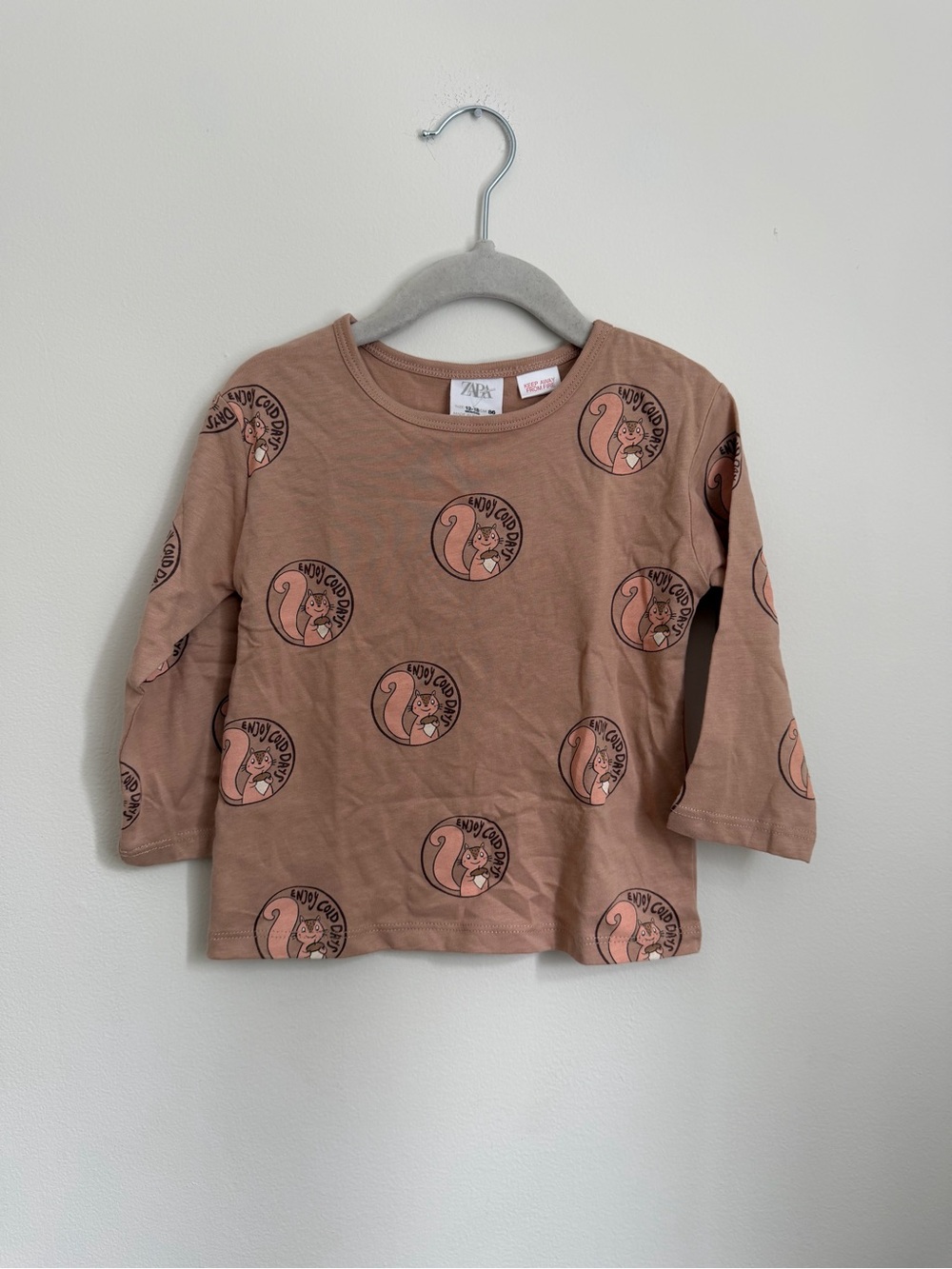 Zara Squirrel Graphic Long-Sleeve (Size 12-18m)
